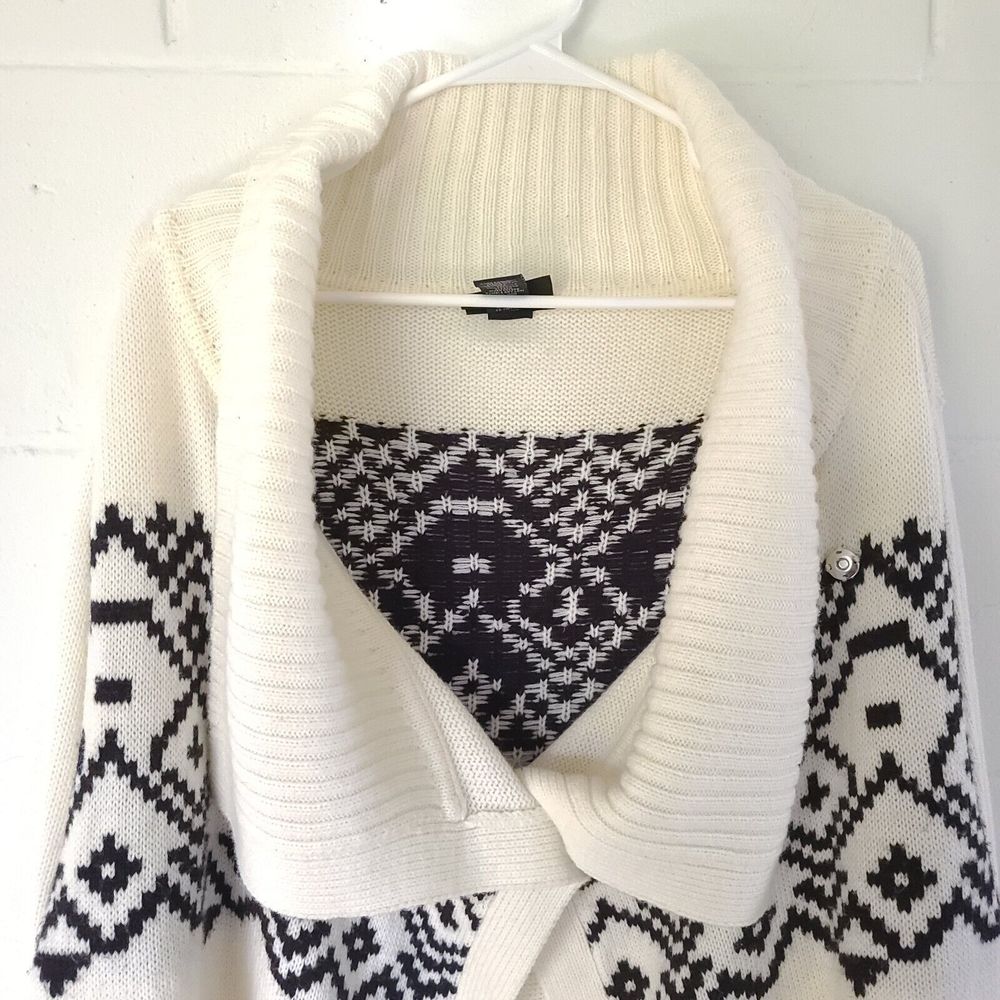 Lane Bryant plus size 18/20 W open front Geometric cardigan 3/4 sleeve ivory Wht - Picture 7 of 15